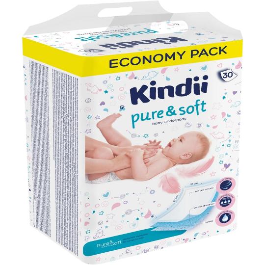 Cleanic Kindi pure underpads soft economy pack, 30 cope
