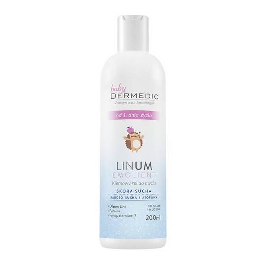 Dermedic Linum Emolient Baby Cleansing Gel for Body and Hair,  200ml