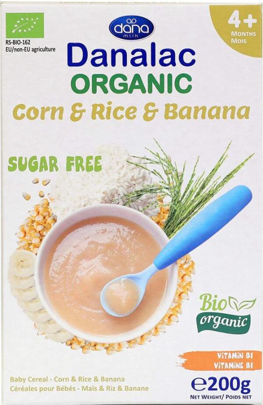 Danalac Organic Rice Corn Banana 4m+, 200g