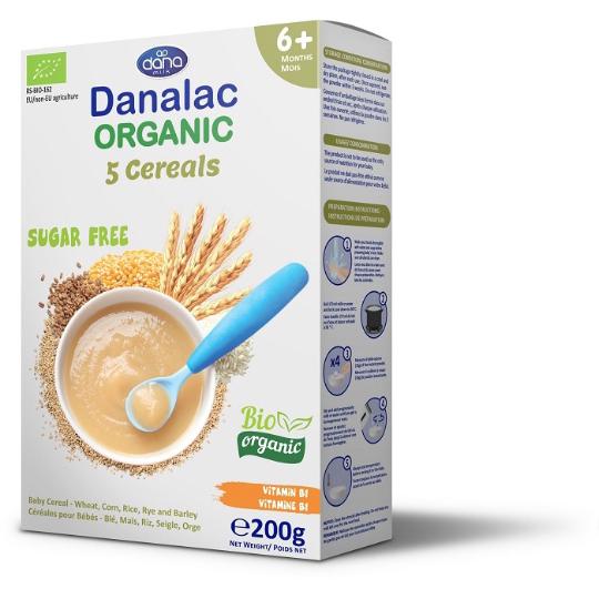Danalac Organic 5 Cereals 6m+,200g