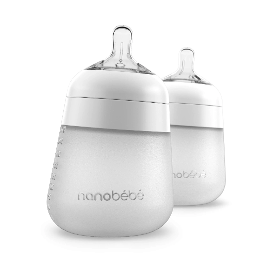 Nanobebe Silicone Bottles 2 Pack 270ml - White