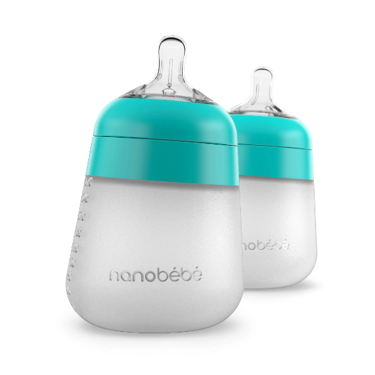 Nanobebe Silicone Bottles 2 Pack ,270ml - Teal