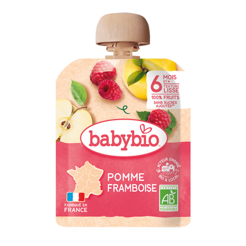 [54016] Babybio Apple & Raspberry Pouch +6months 90gr