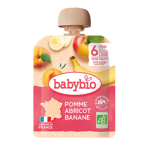 [54012] Babybio Apple, Apricot & Banana Pouch +6months 90gr