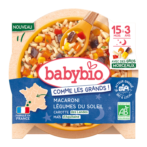 [57096] Babybio Good Night Vegetable Carrot Corn Macaroni Plate +15m