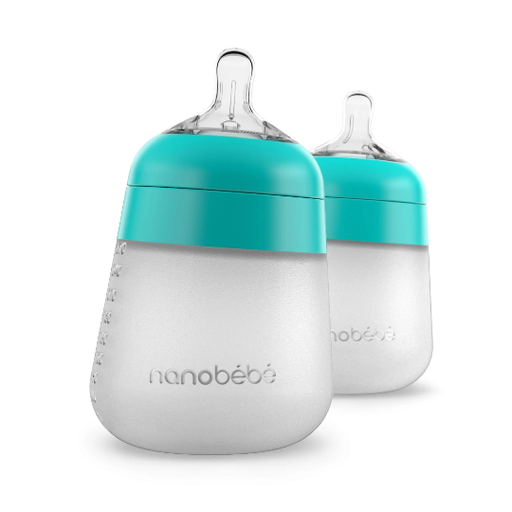 [FUS1012212] Nanobebe Silicone Bottles 2 Pack ,270ml - Teal